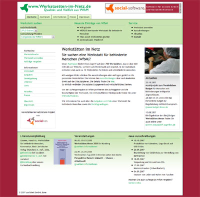 Screenshot der Website von 2007